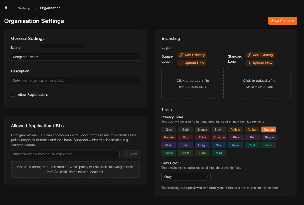 Branded dashboard